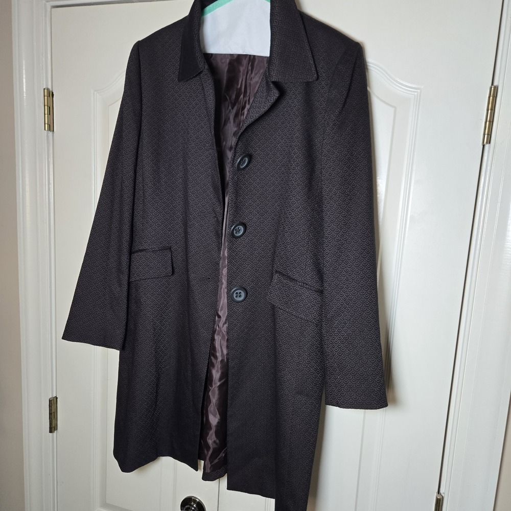 Tahari Arthur S Levine Coat Womens size 14 Dark Burgundy/Black Preppy‎ Classic - Picture 2 of 10